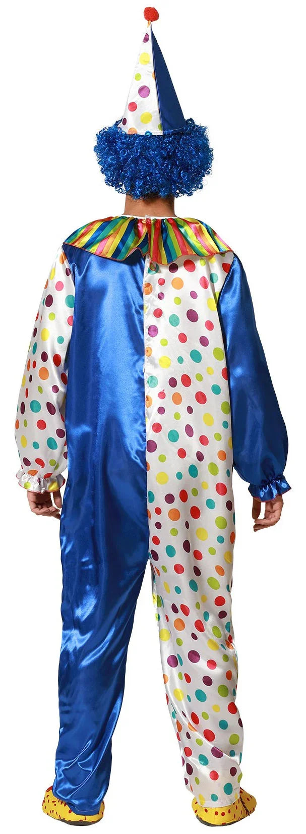 Disfraz de Payaso Azul y Blanco con Lunares para Adulto Payaso Atosa